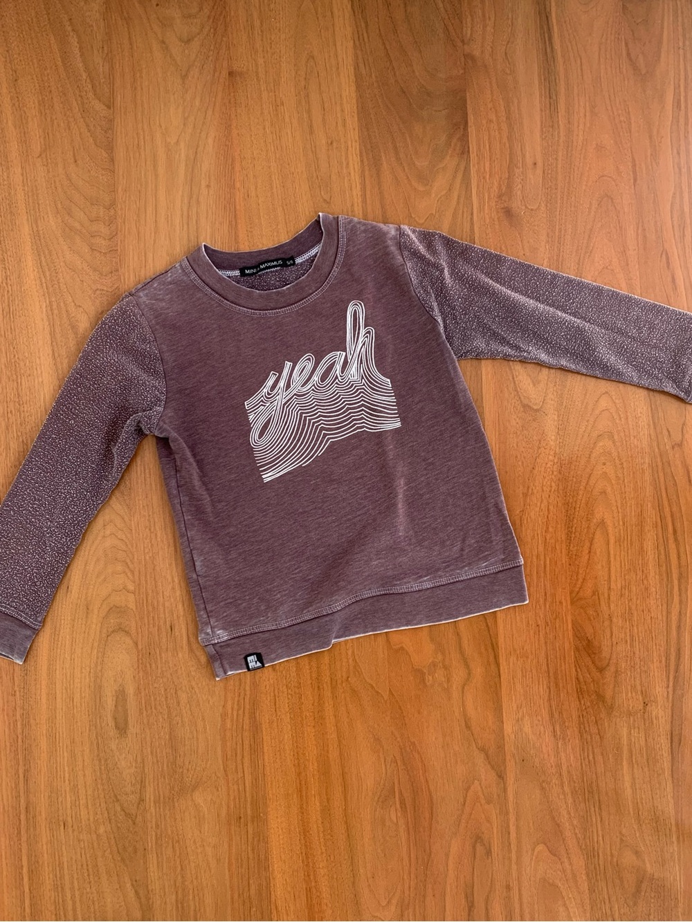 Mini & Maximus Brown Vintage Style Thin Long Sleeve “Yeah” Sweatshirt